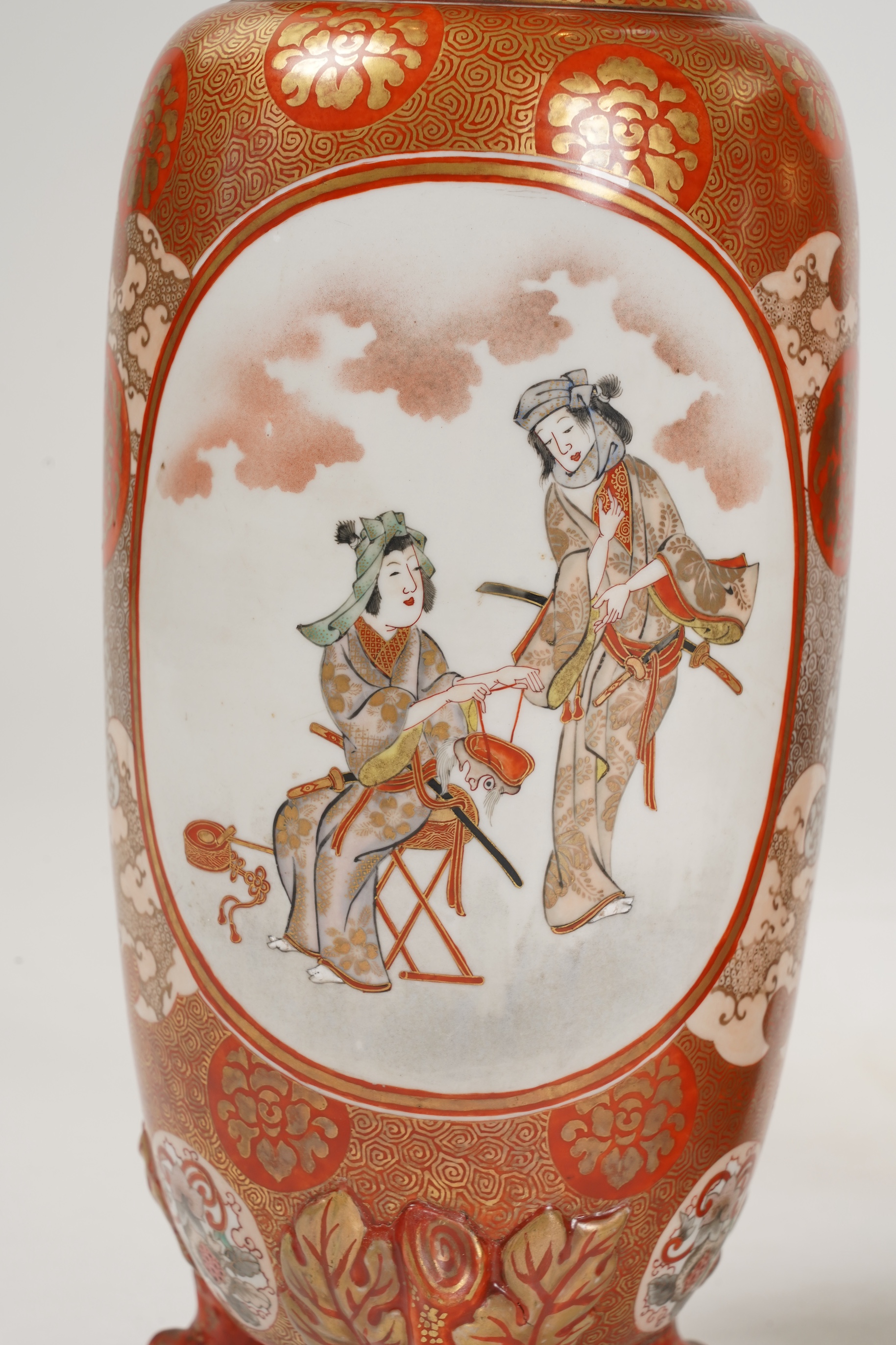 A pair of Japanese Kutani vases, Meiji period